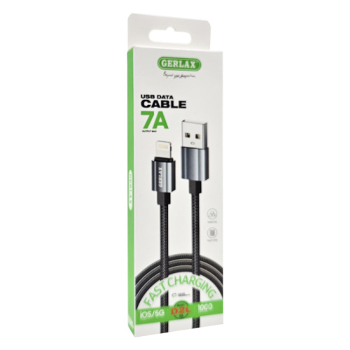 Кабель usb gerlax d2l lightning 7a/1m черный