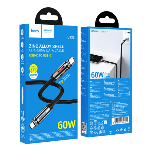 Кабель type-c hoco u136 type-c (60w) черный (***)