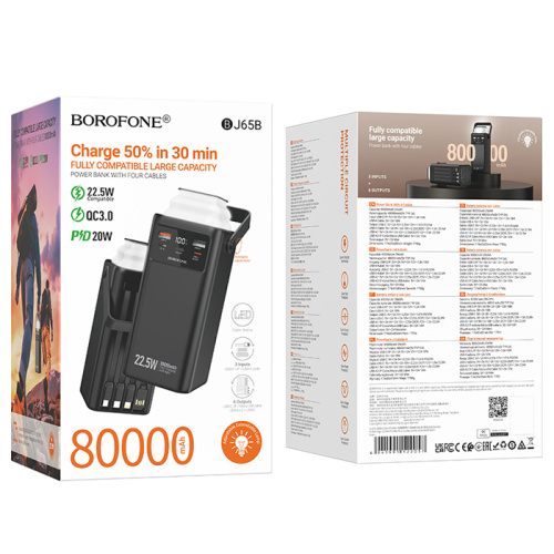 Пзу powerbank borofone bj65b 80000mah черная