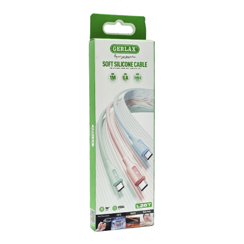Кабель usb gerlax l26t type-c 6a/1m голубой