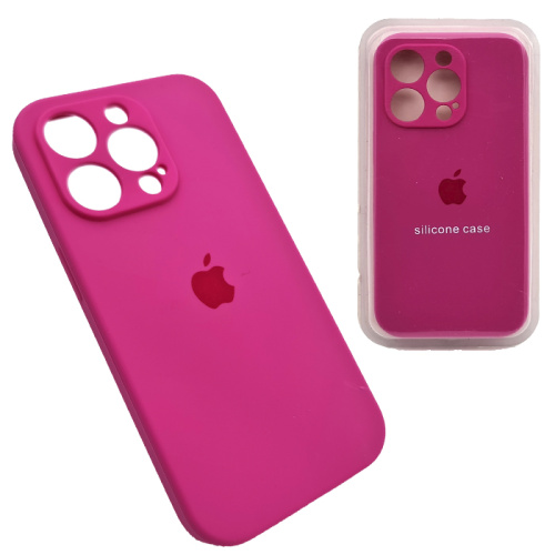 Чехол-силикон silicone case аналог (cam.protec) для iphone 14 pro малиновый