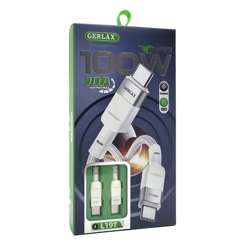 Кабель type-c gerlax l19t type-c 100w/1m белый