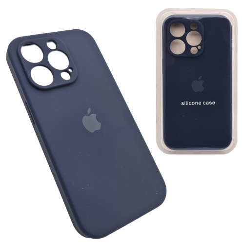 Чехол-силикон silicone case аналог (cam.protec) для iphone 14 pro темно-синий