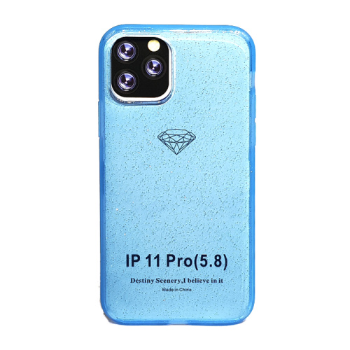 Чехол-силикон блеск прозрачный iphone 11pro синий