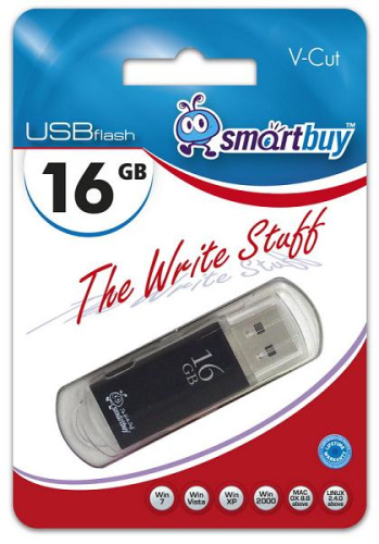 16gb usb smartbuy v-cut черная