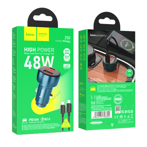 Азу hoco z50 type-c to type-c (pd30w) синий