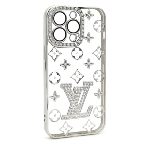 Чехол-силикон louis vuitton стразы для iphone 13 pro max (6.7) серебристый