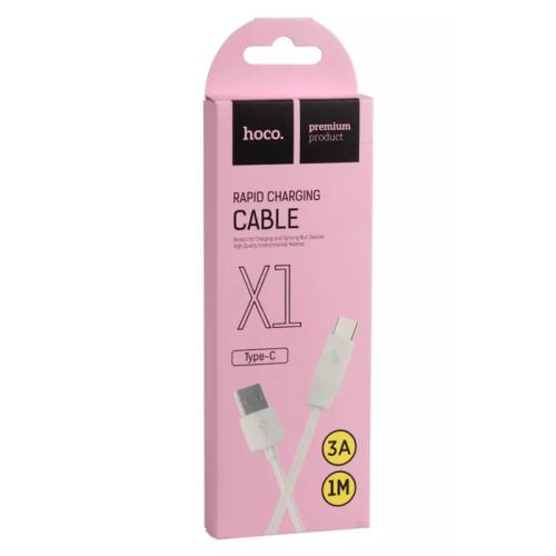 Кабель usb hoco x1 type-c 1m (3a/1m) белый