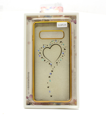 Чехол-силикон кантик со стразами Samsung s10plus золотой