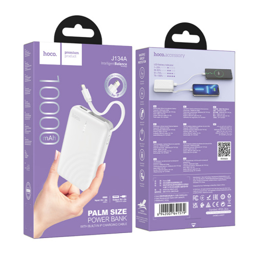 Пзу hoco j134a 10000mah lightning белый