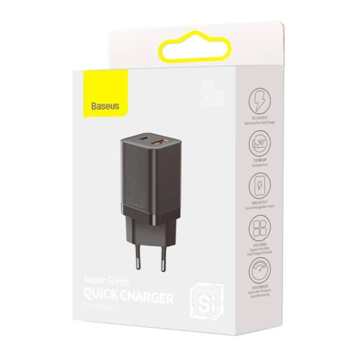 Сзу baseus usb/1c 30w черное (ccsupp-e01)