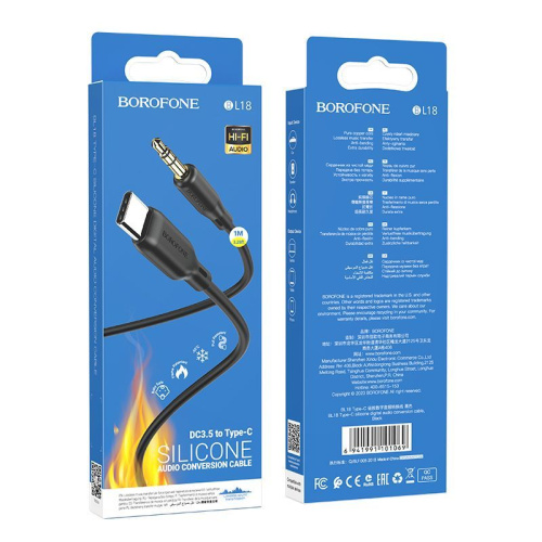 Шнур aux 3,5/type-c borofone bl18 черный