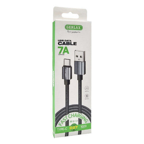 Кабель usb gerlax d2t type-c 7a/1m черный
