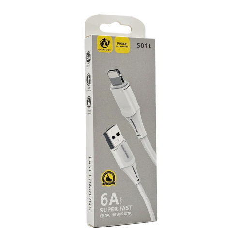  кабель usb sasathre s01l lightning (6a) белый